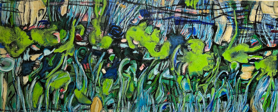 Blau-Grün-Schwarz-abstrakte Landschaft