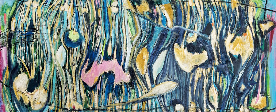 Blau-Grün-Schwarz-abstrakte Landschaft
